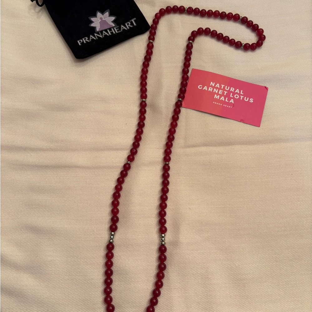 Red Garnet Lotus Mala Necklace